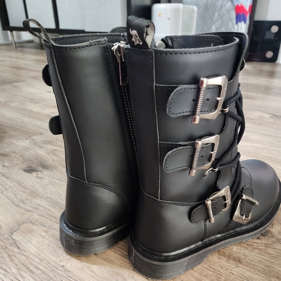 Demonia Black Leathet Boots with Buckles - Picture 6 of 15